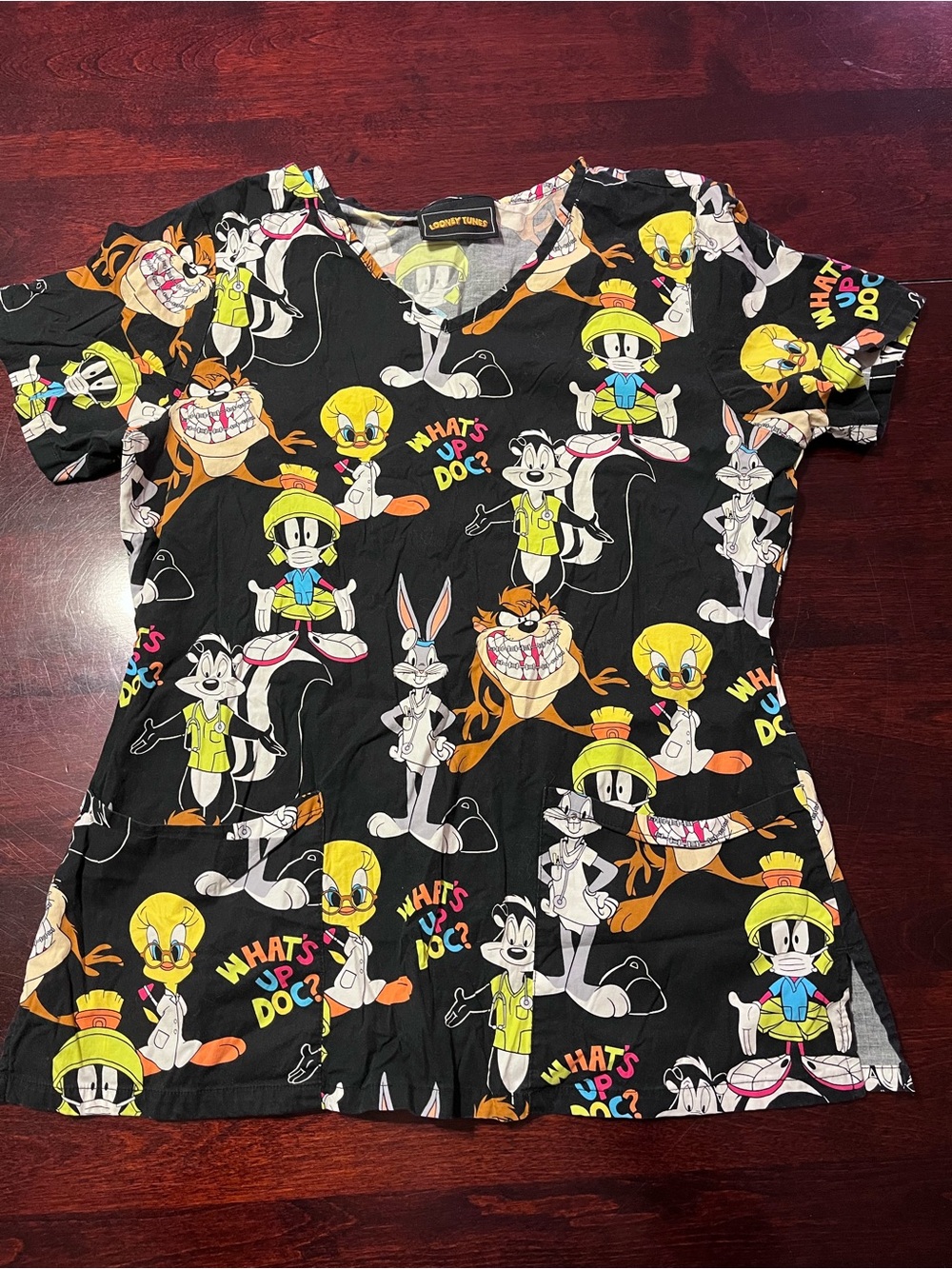 Warner Bros. Looney Tunes Black Top with Yellow & Orange Character Graphics